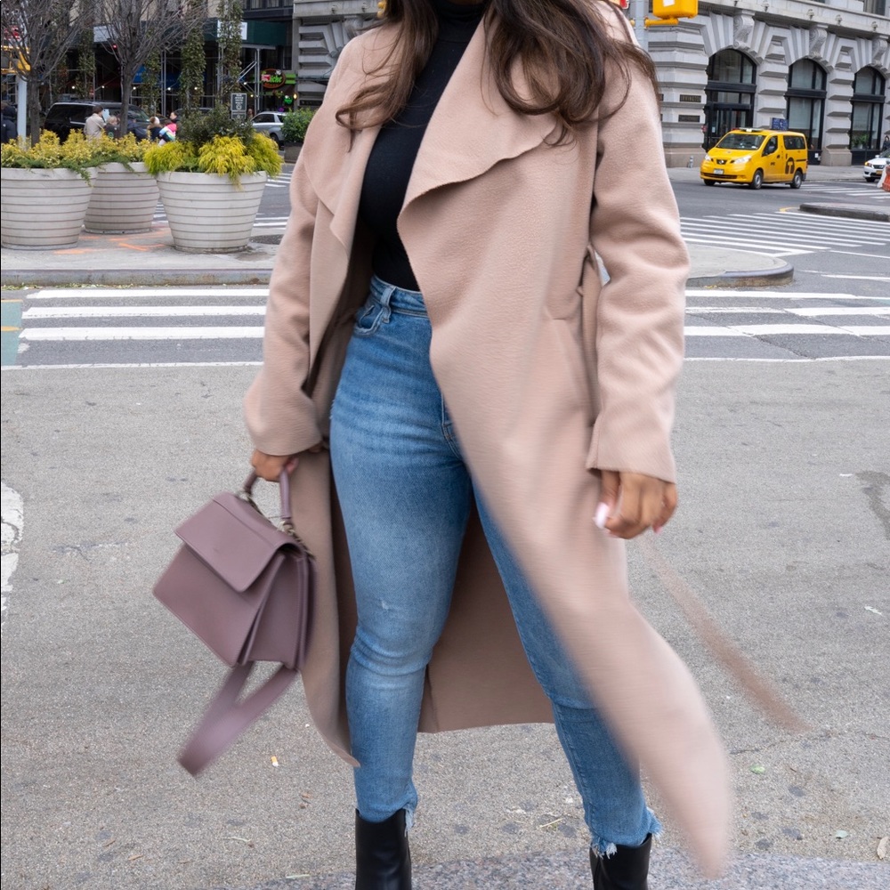 Camel Waterfall Coat (wool like but not real wool)